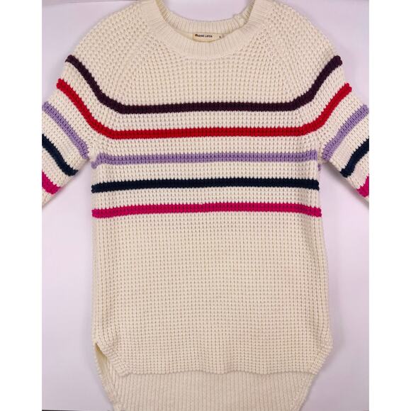 Marine Layer Cream Multi Stripe Waffle Knit Sweater Size Small - Picture 4 of 10